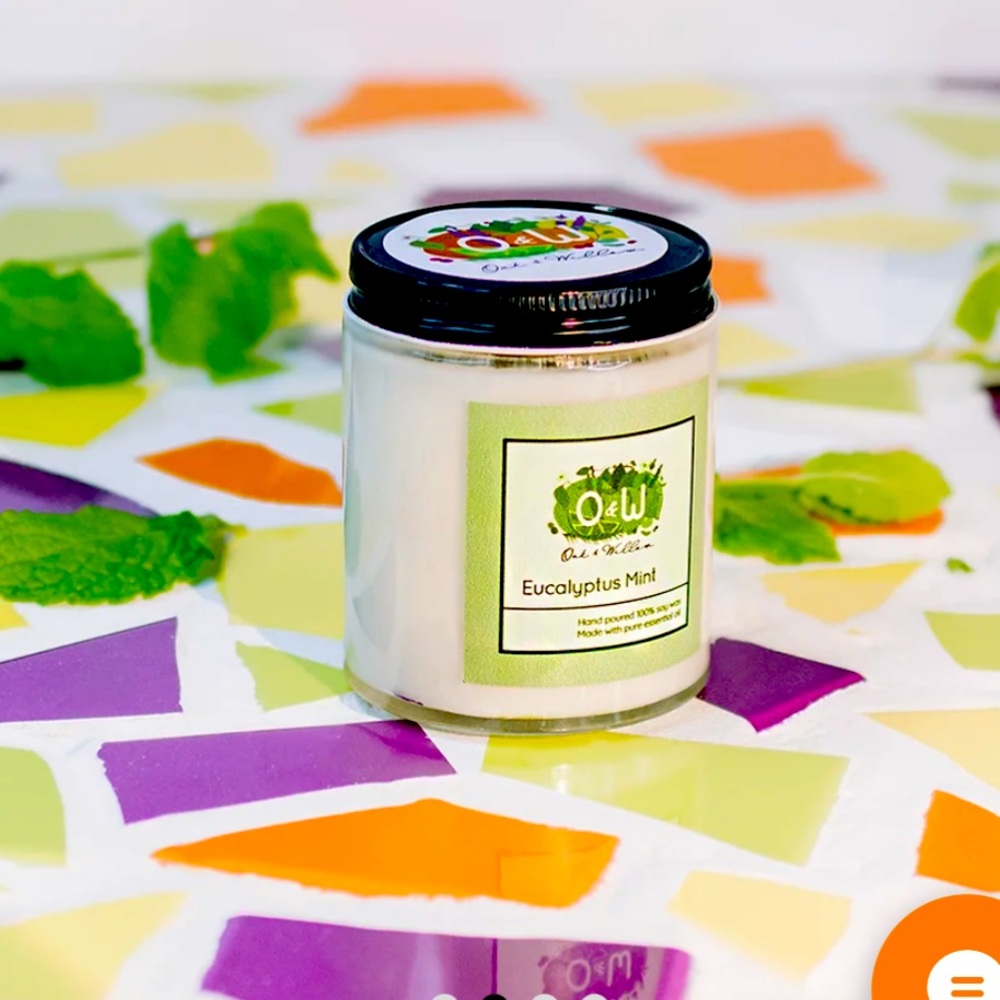 Oak & Willow eucalyptus and mint soy candle